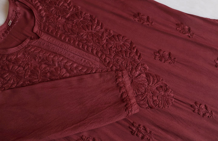 Amirah Rose Brown Long Rayon Kurta