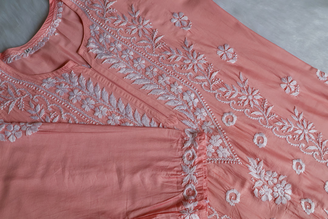 Zargul Rose Brown Premium Chanderi Silk Kurta