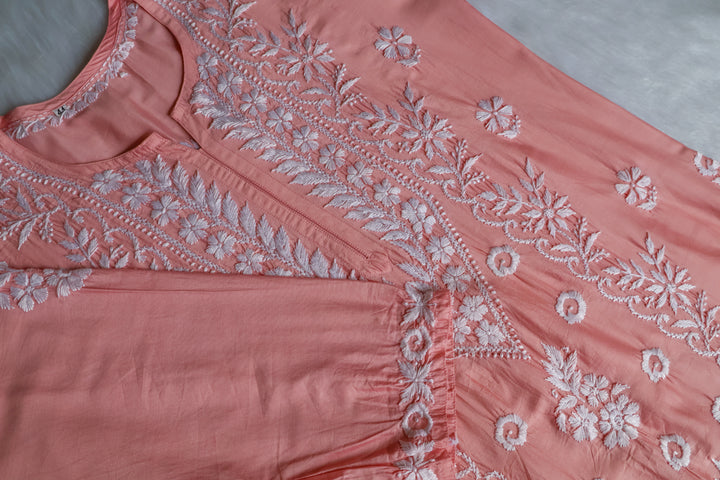 Zargul Rose Brown Premium Chanderi Silk Kurta