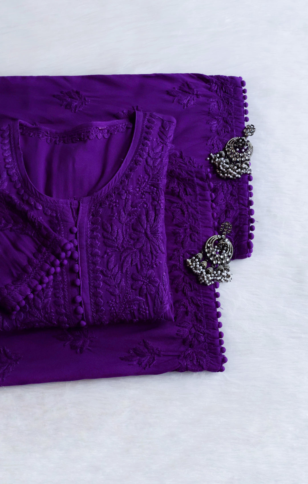 Enaara Deep Purple Potli Button Rayon set