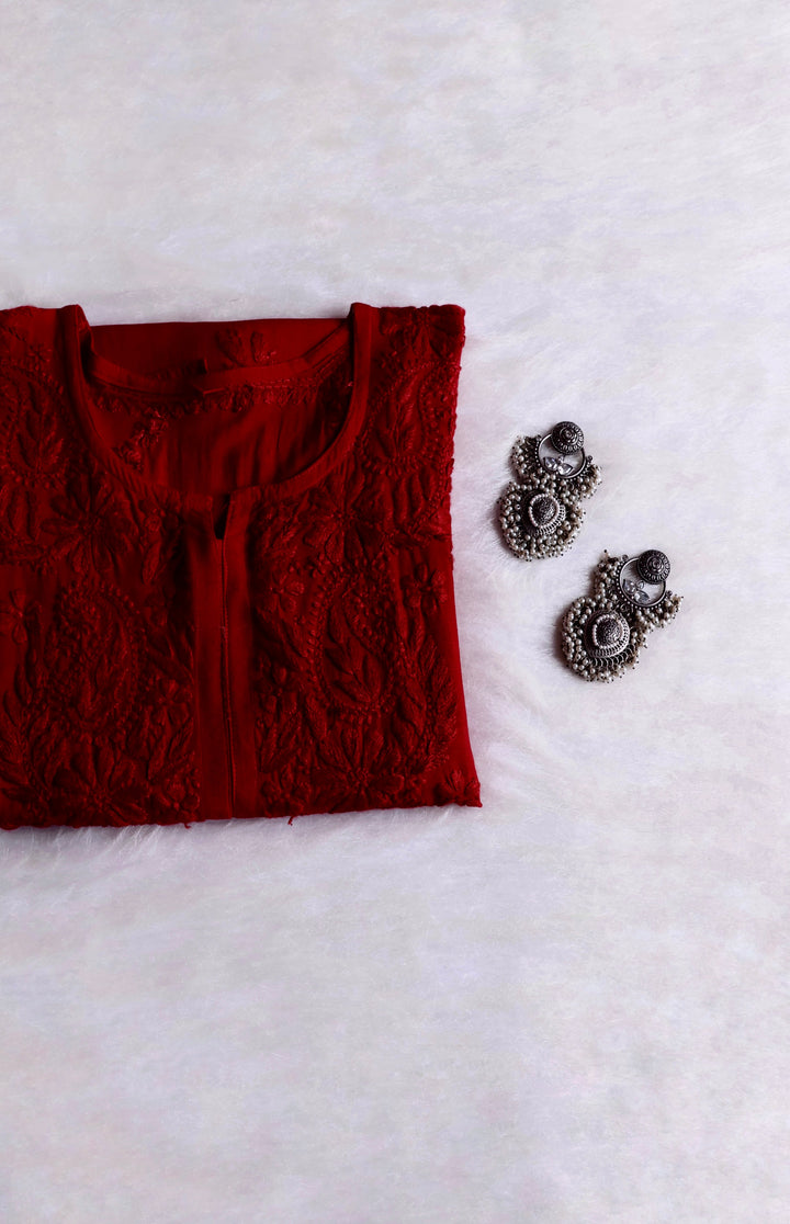 Zahrah Maroon Ombre Long Rayon Kurta