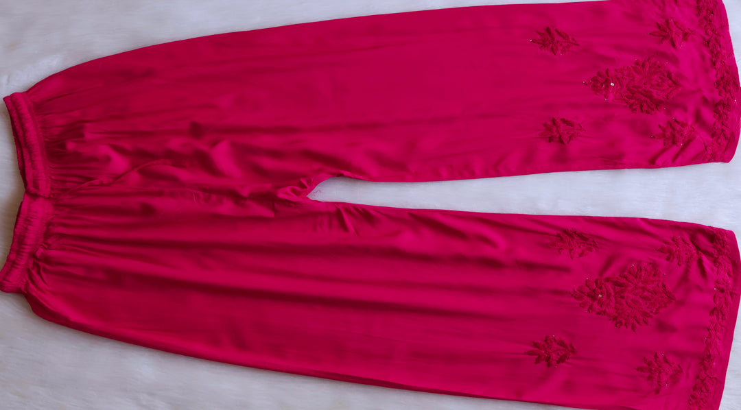Naira Deep Pink Rayon Mukaish 3 Piece Set