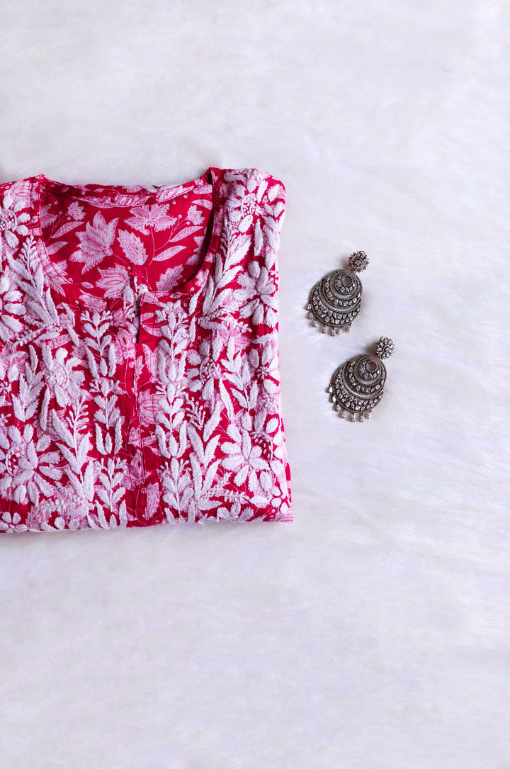 Haala Deep Pink Mulmul Long Kurta
