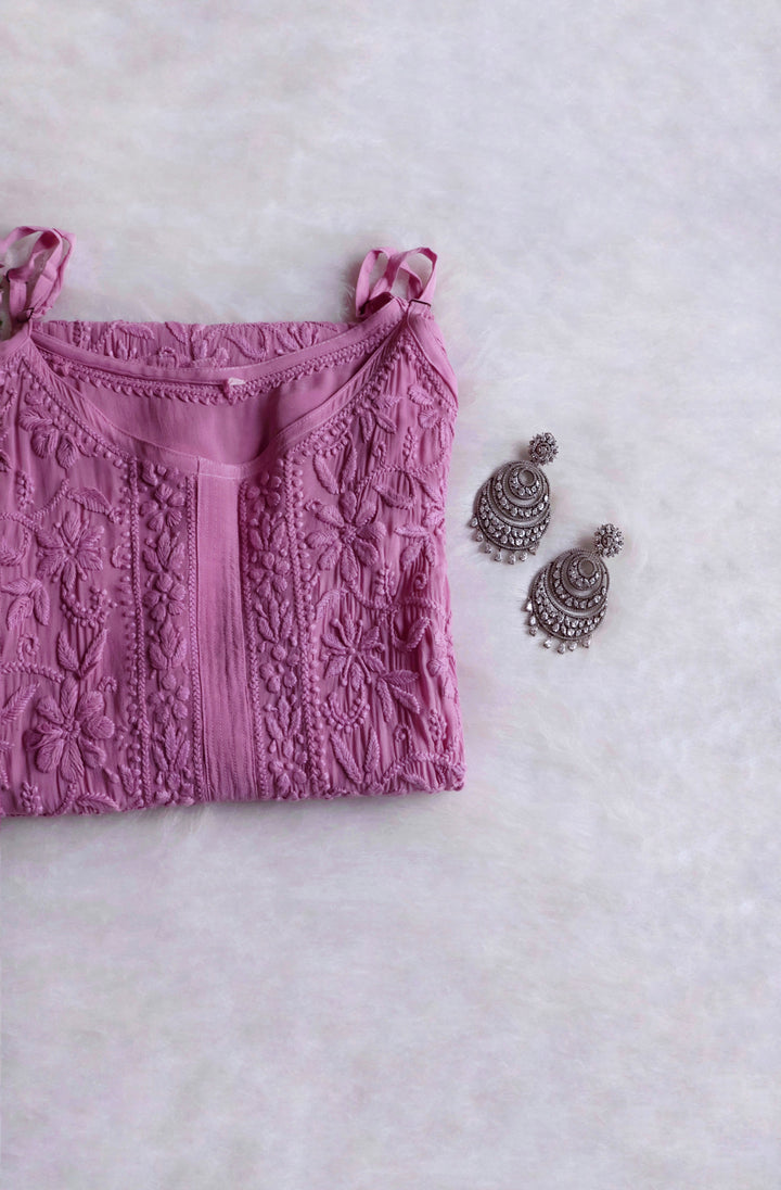 Mehr Dusty Purple Long Viscose Strappy Kurta