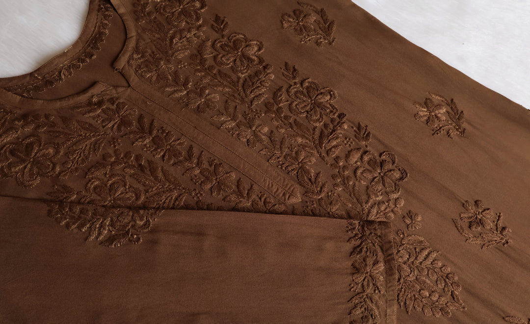 Sanam Chocolate Brown Ombre Long Rayon Kurta