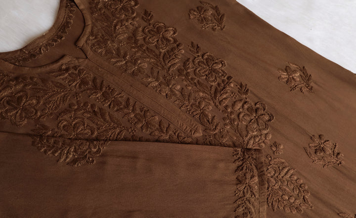 Sanam Chocolate Brown Ombre Long Rayon Kurta