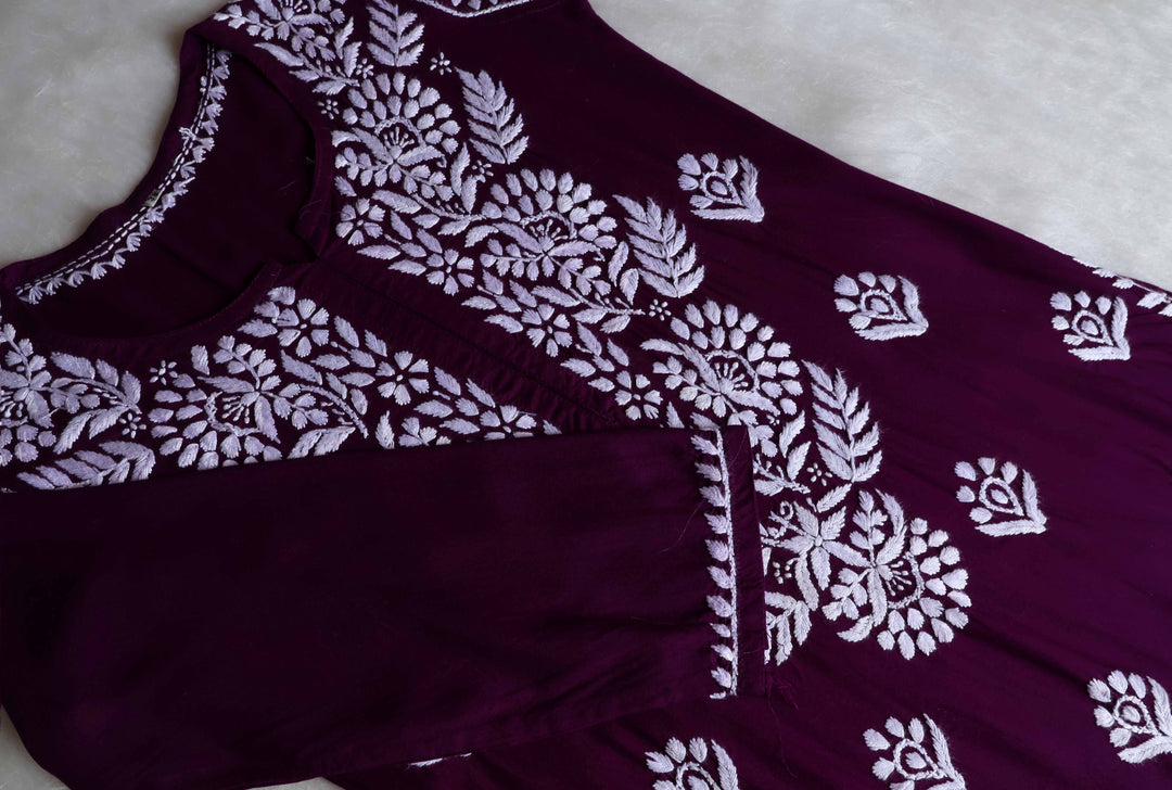 Rahaa Deep Purple Long Rayon kurta