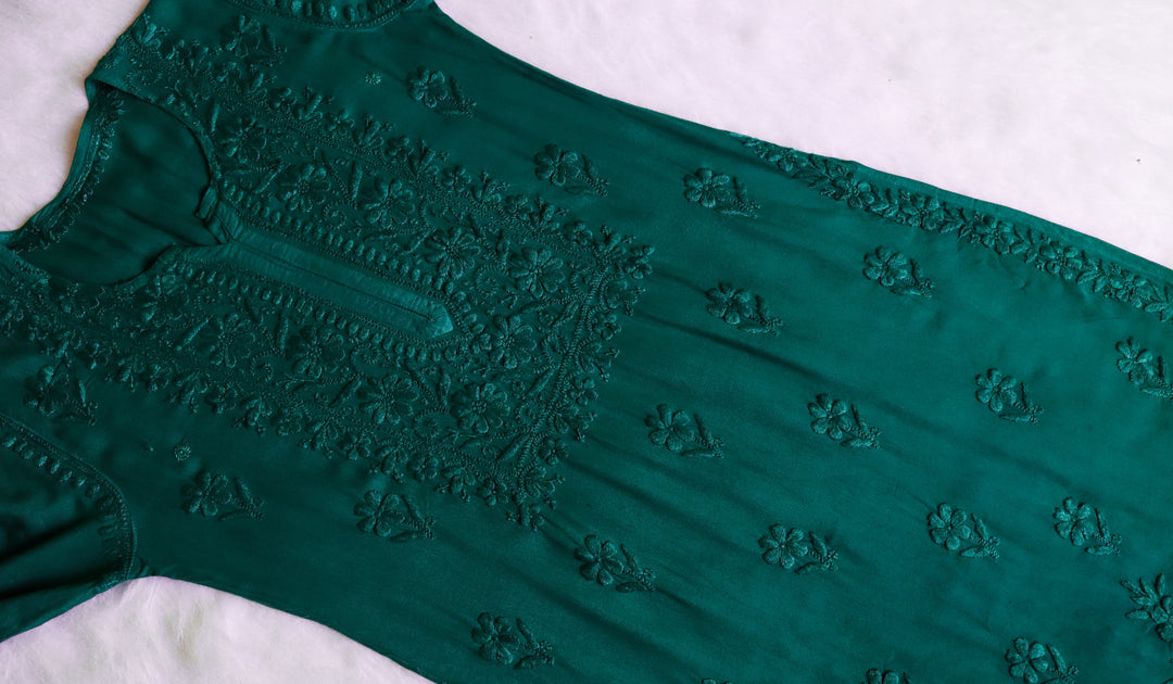 Aayat Teal Green Rayon Kurta Pant set