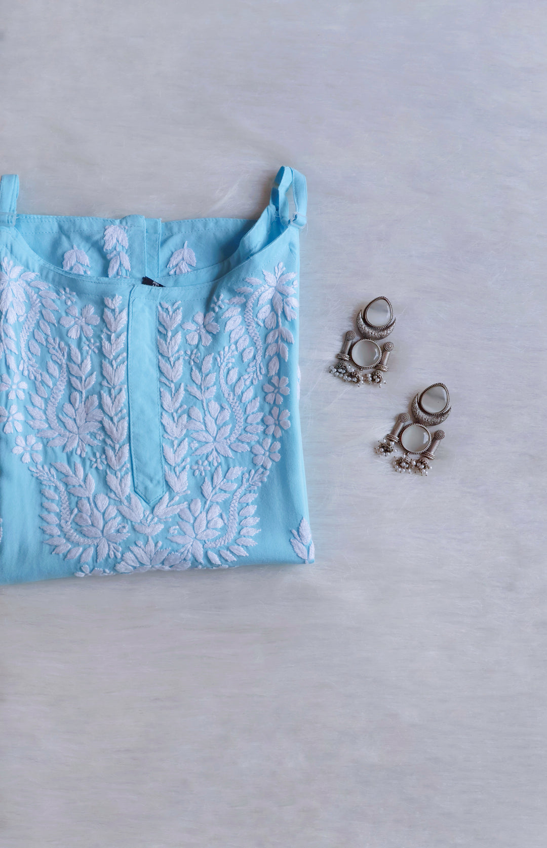 Mirha Sky Blue Short Sleeveless Kurta