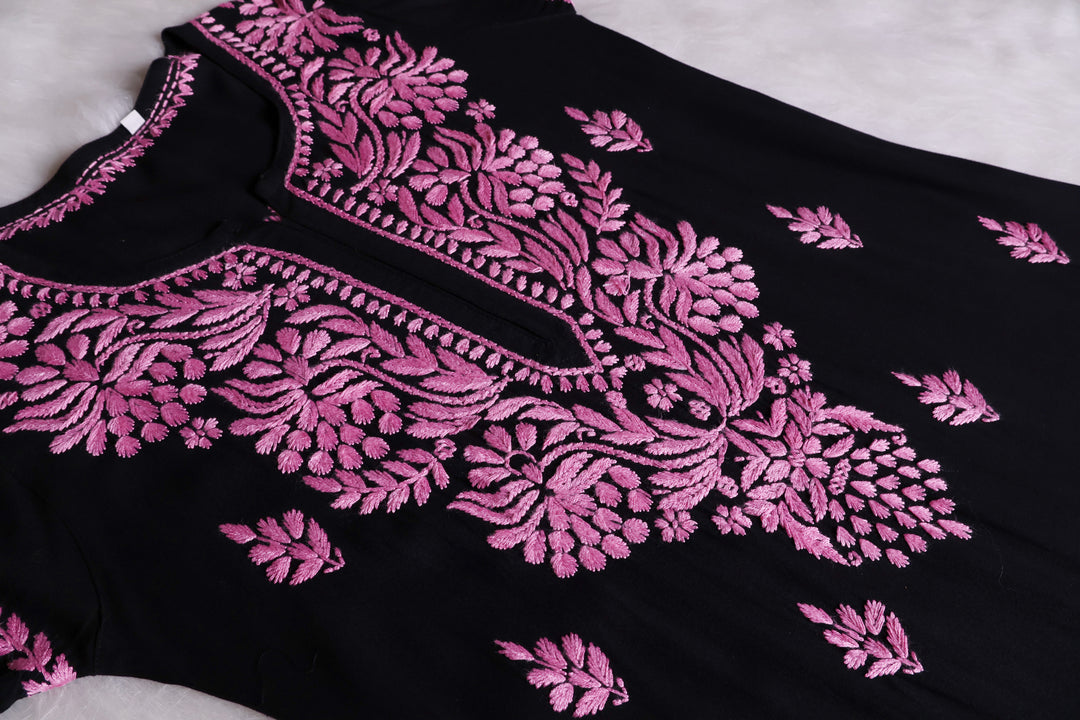 Noora Black & Baby Pink Long Rayon kurta
