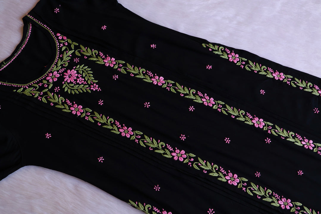Firdaus Black & Baby Pink Modal Kurta Set