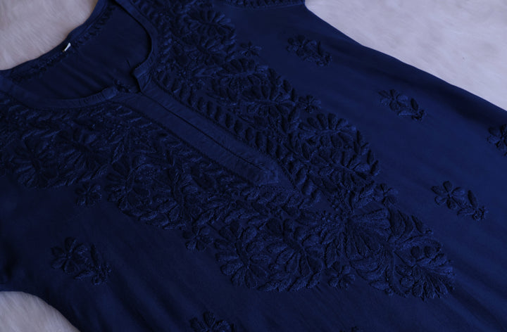 Amirah Navy Blue Long Rayon Kurta