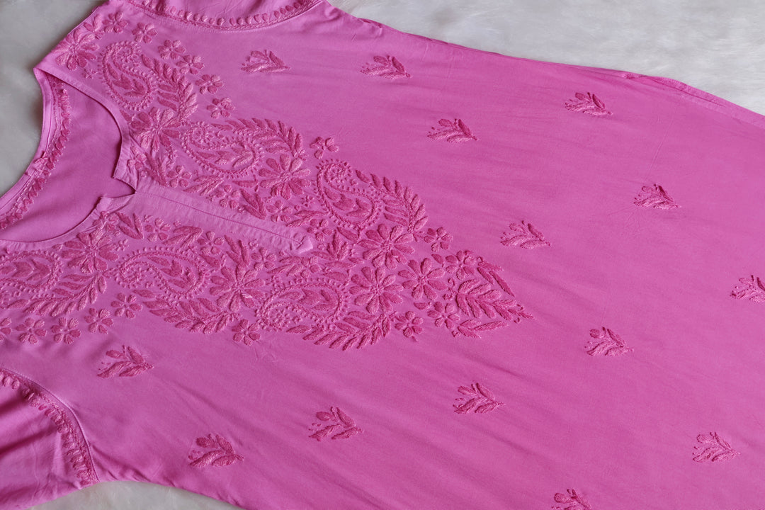 Zahrah Pink Ombre Long Rayon Kurta