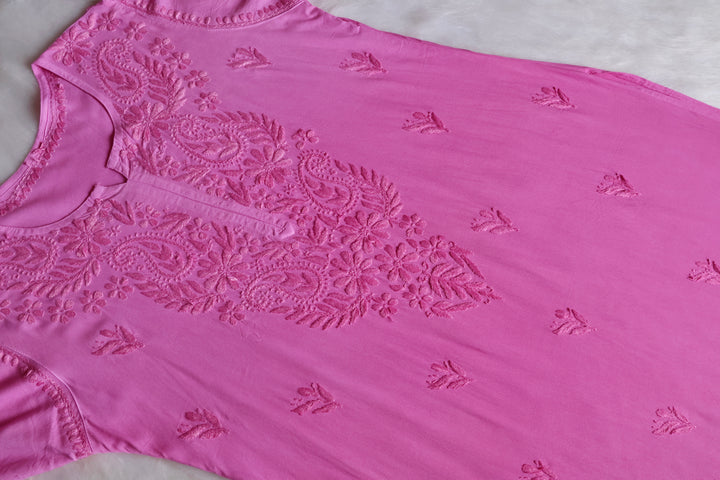 Zahrah Pink Ombre Long Rayon Kurta