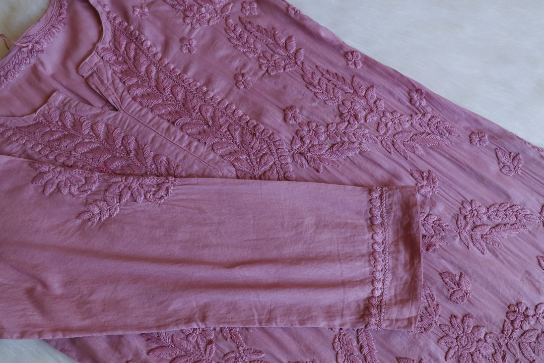 Saba Dusty Purple 3D Pure Cotton Kurta