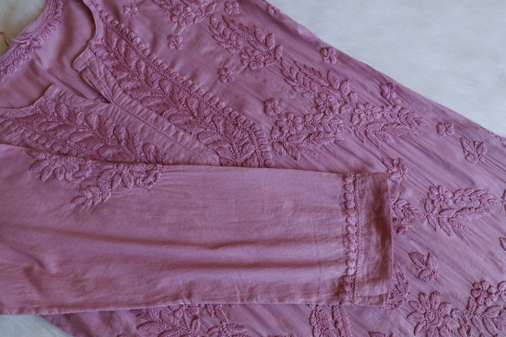 Saba Dusty Purple 3D Pure Cotton Kurta