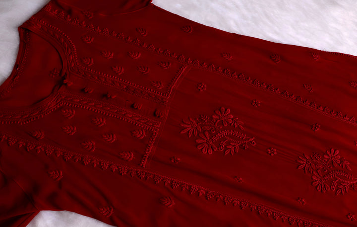 Duaa Maroon Viscose Georgette Kurta