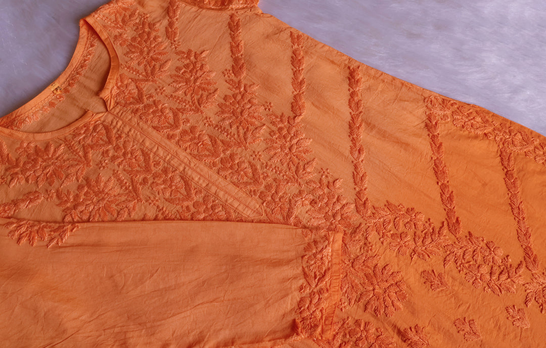 Jannat Peach Pure Chanderi set