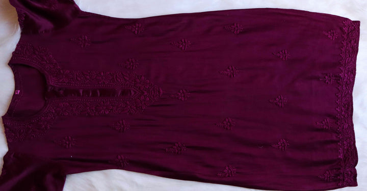 Zimra Luxe Deep Purple 3 Piece Pure Chanderi set