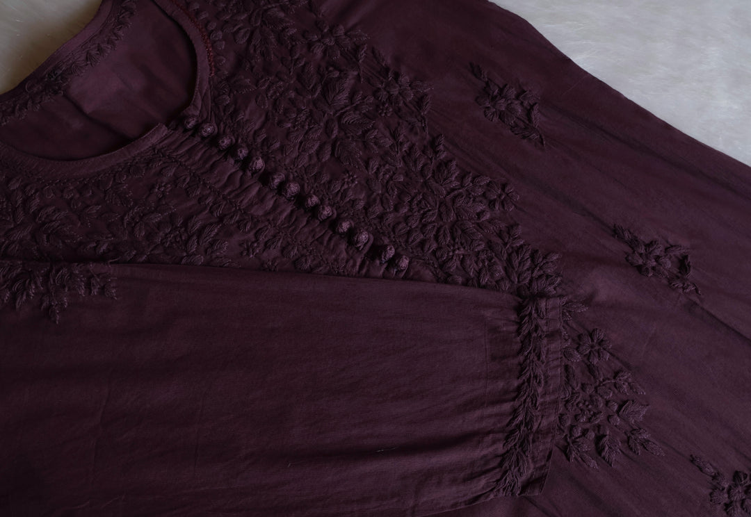Aayat Smoky Purple Rose Cotton Kurta