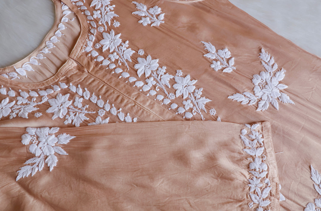 Mahnoor Beige Modal Silk Kurta Set