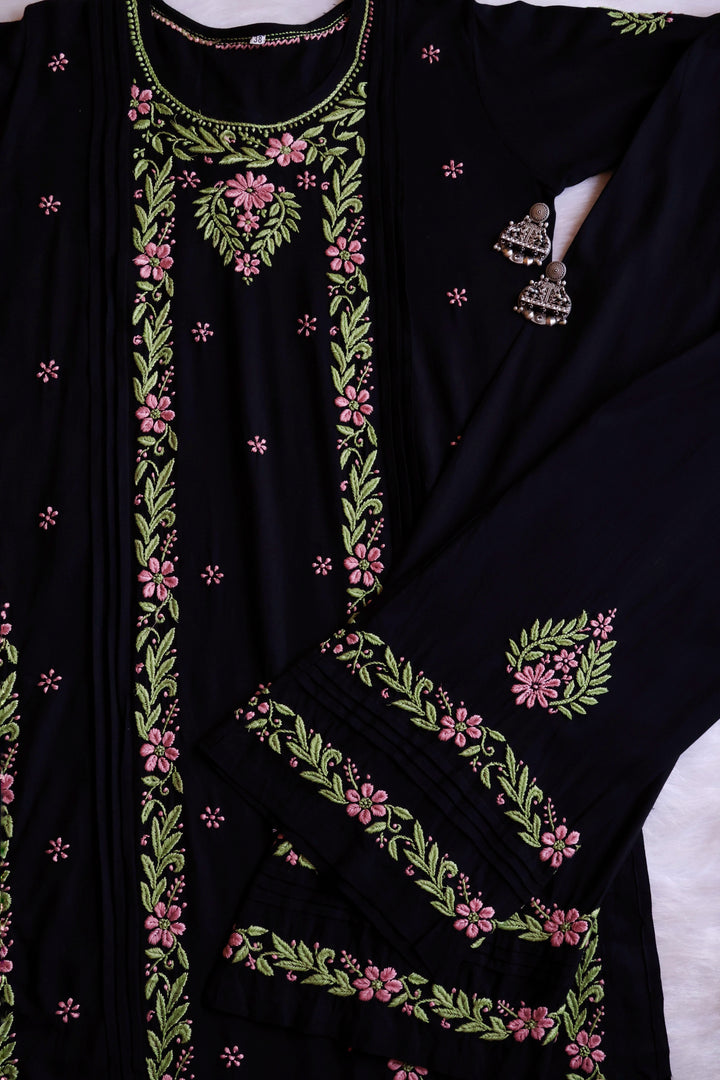 Firdaus Black & Rose Beige Modal Kurta Set