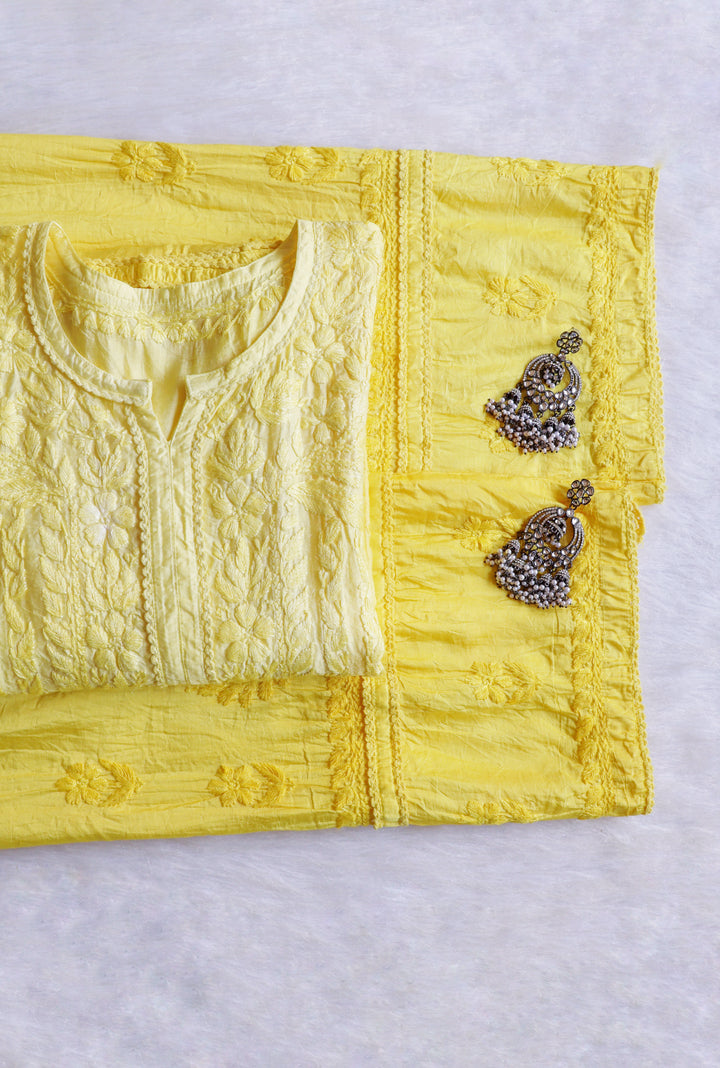 Ruhaab Pastel Yellow Pure Chanderi set