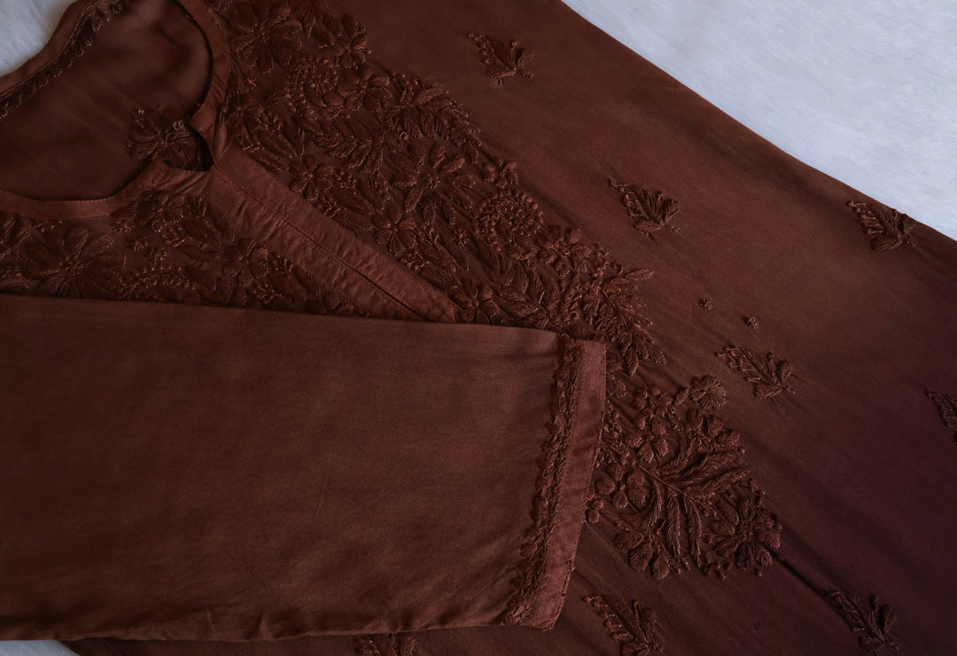Zahrah Caramel Brown Ombre Long Rayon Kurta