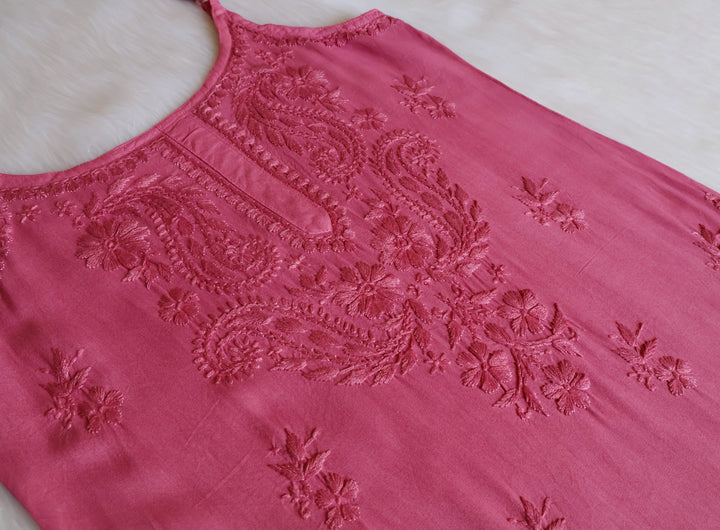 Hala Rose Brown Sleeveless Long Rayon Kurta