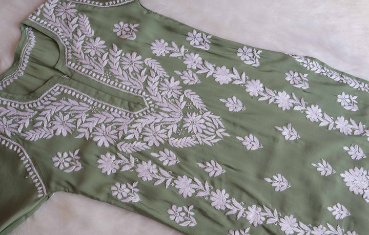 Saman Green & White Muslin Kurta