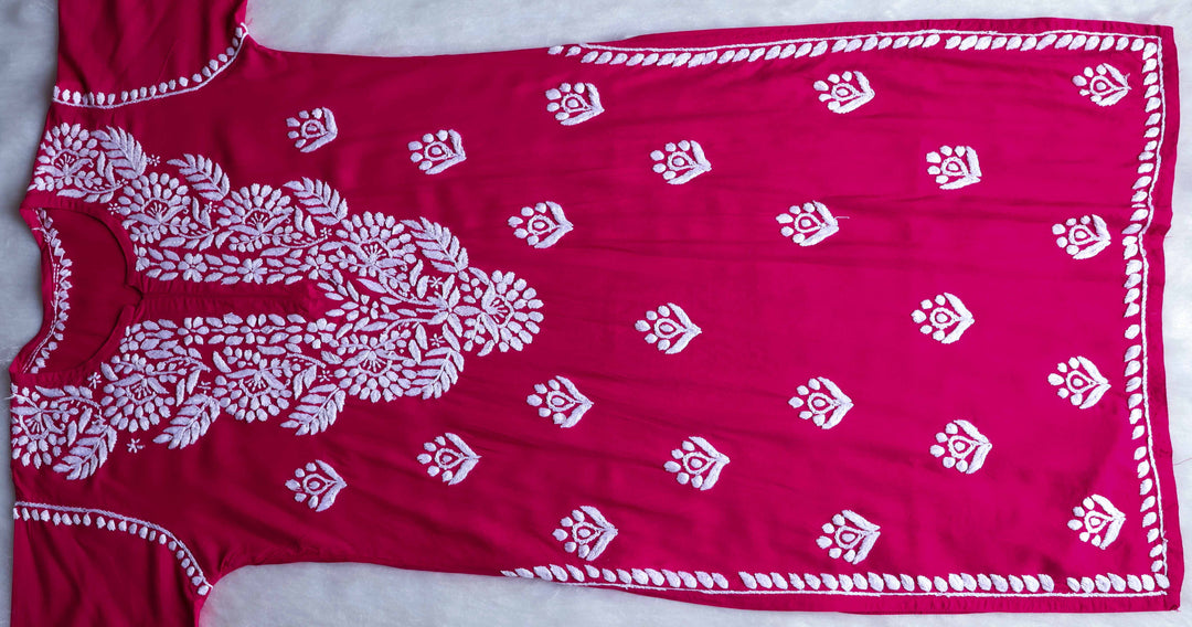 Raaha Deep Pink Long Rayon kurta