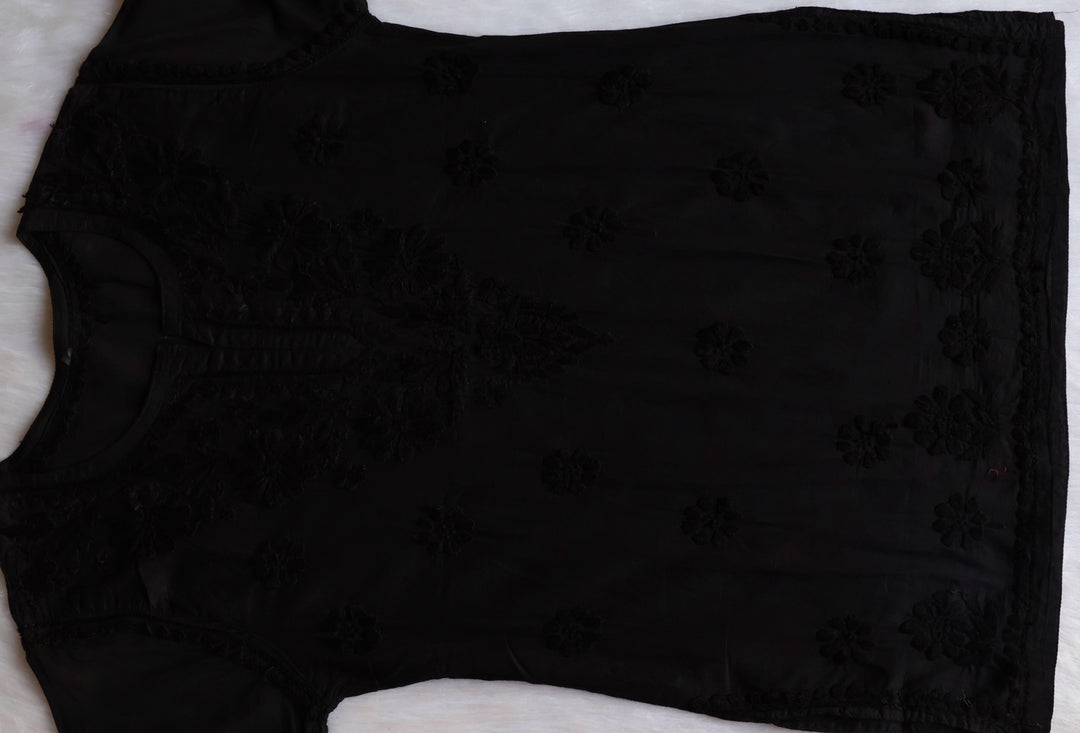 Nazakat Black Cotton short kurta