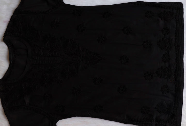 Nazakat Black Cotton short kurta