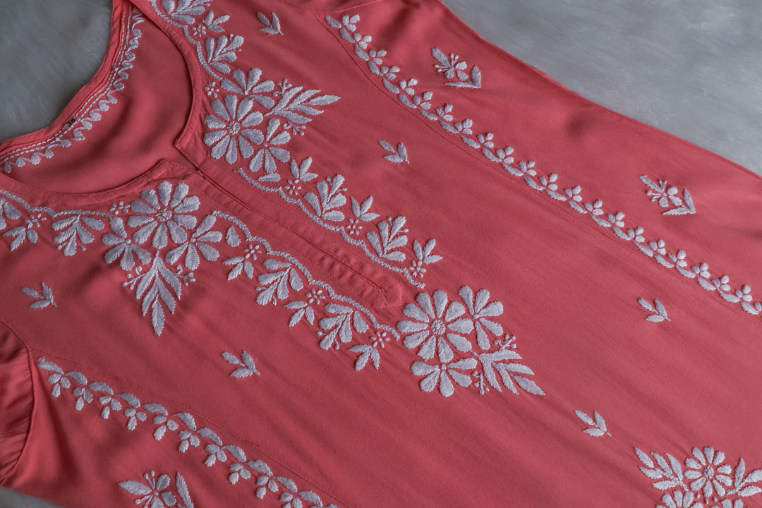 Zainab Rose Pink Long Rayon kurta