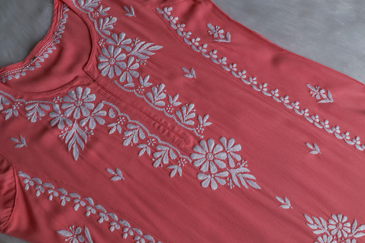 Zainab Rose Pink Long Rayon kurta
