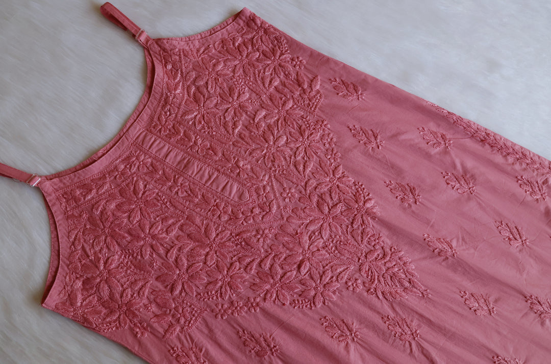 Noor Rose Brown Sleeveless Pure Cotton Long Kurta