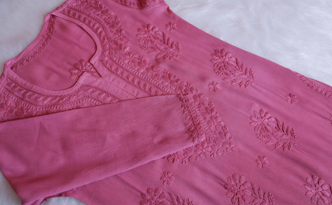 Laila Mauve pink Ombre Long Rayon Kurta