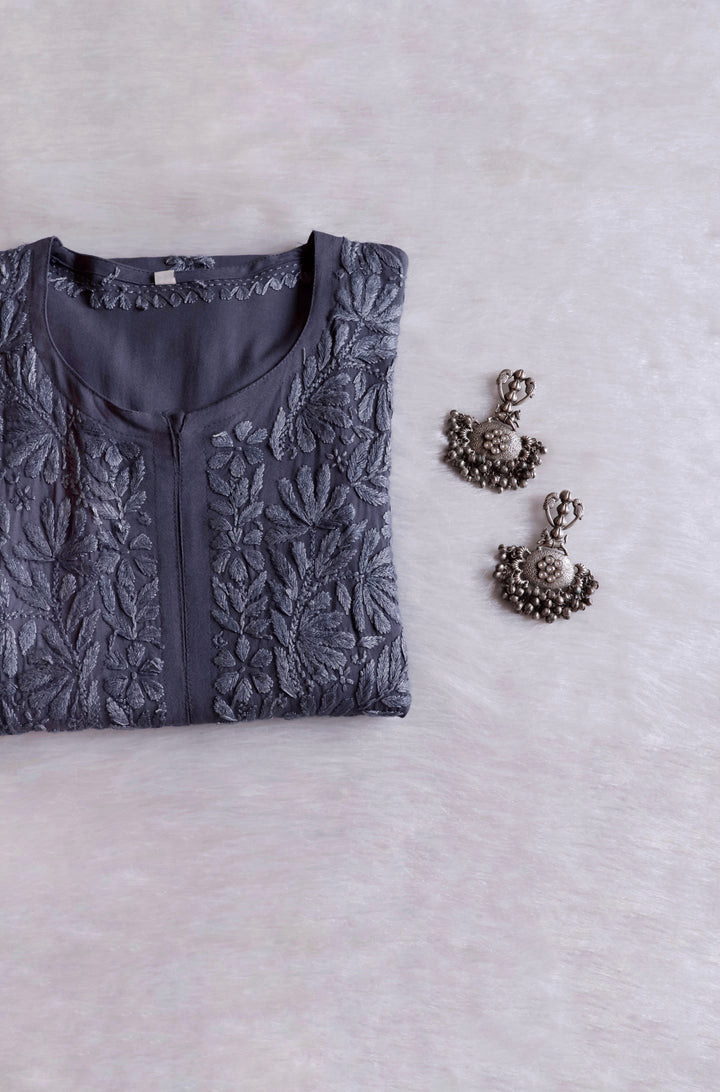 Ayra Grey Long Rayon Kurta
