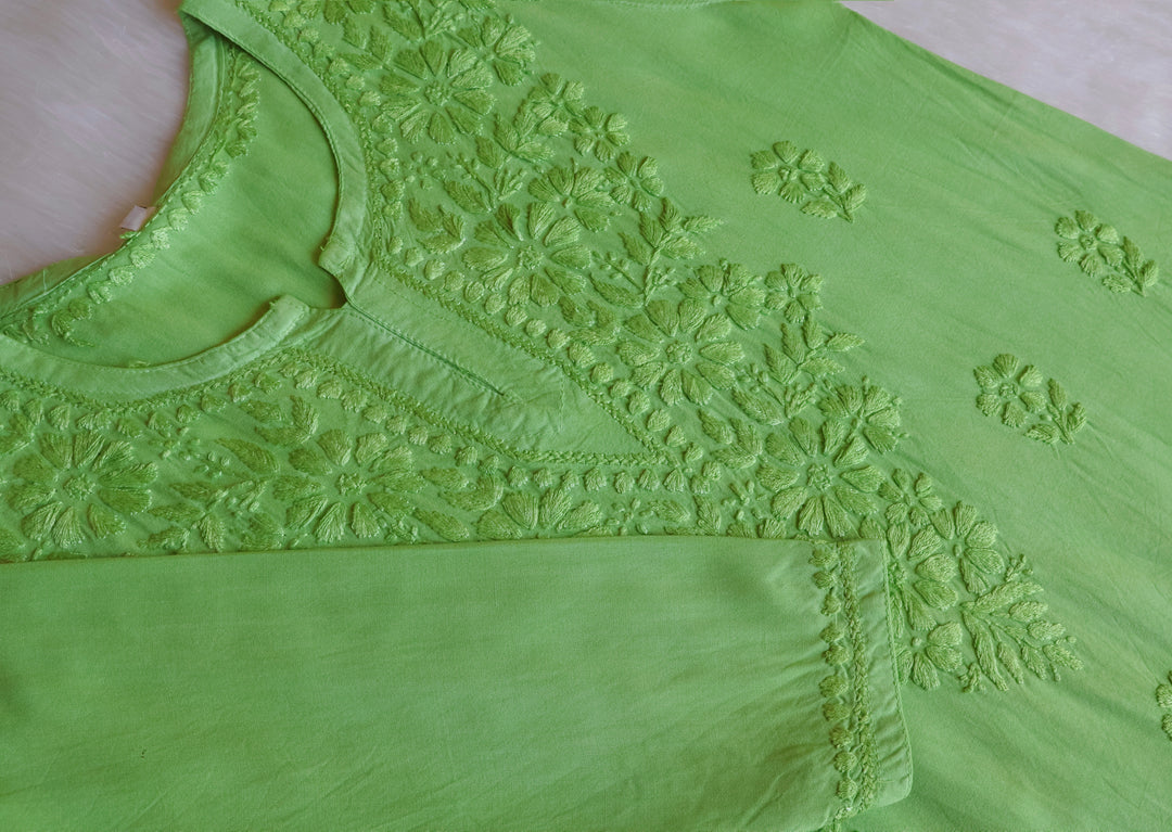 Aliyah Lime Green Short Rayon Kurta