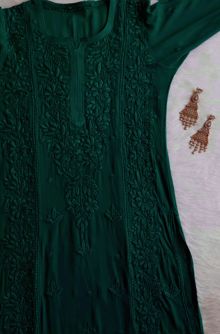 Mahnoor Deep Green Viscose Georgette Kurta