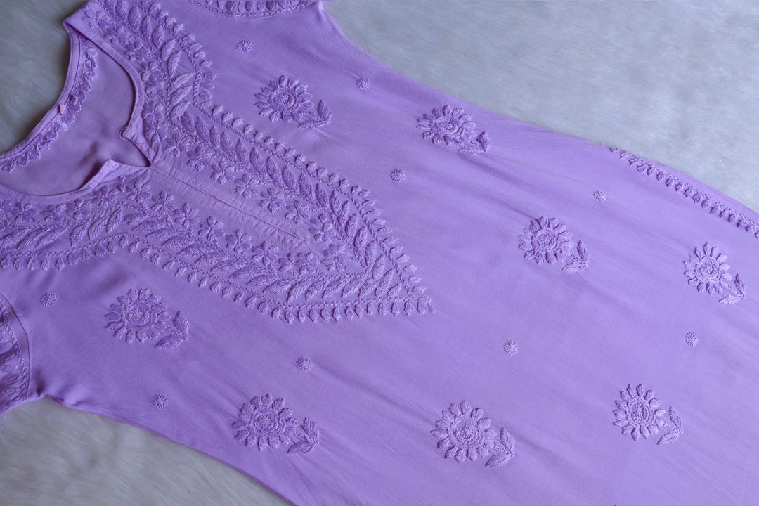 Alina Lavender Long Rayon Kurta