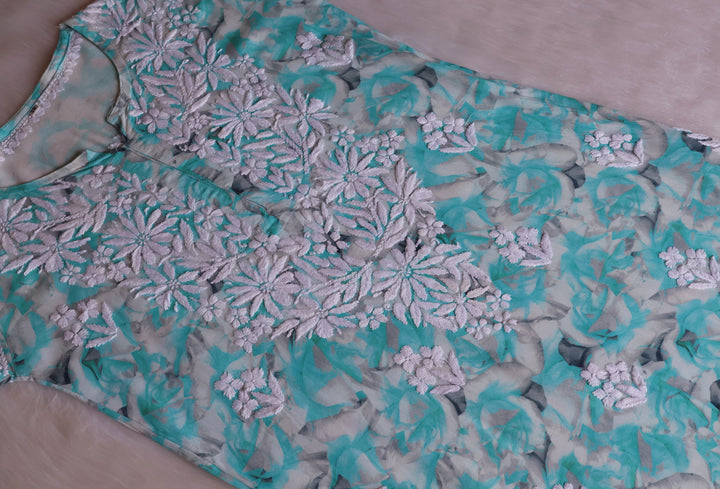 Sarah Sea Blue Long Rayon kurta