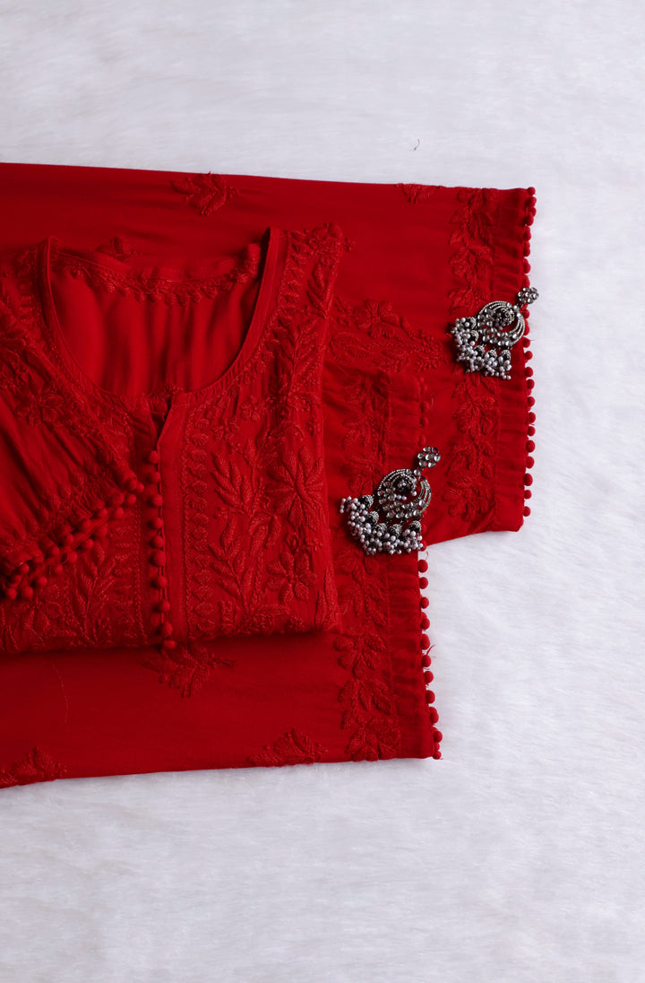 Enaara Red Potli Button Rayon set