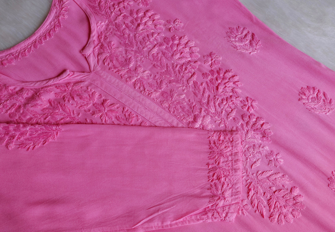 Alvira Baby Pink Long Ombre Rayon Kurta