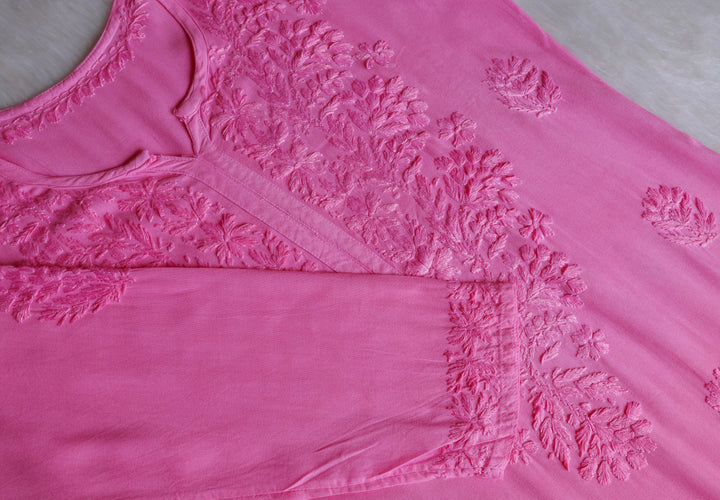 Alvira Baby Pink Long Ombre Rayon Kurta