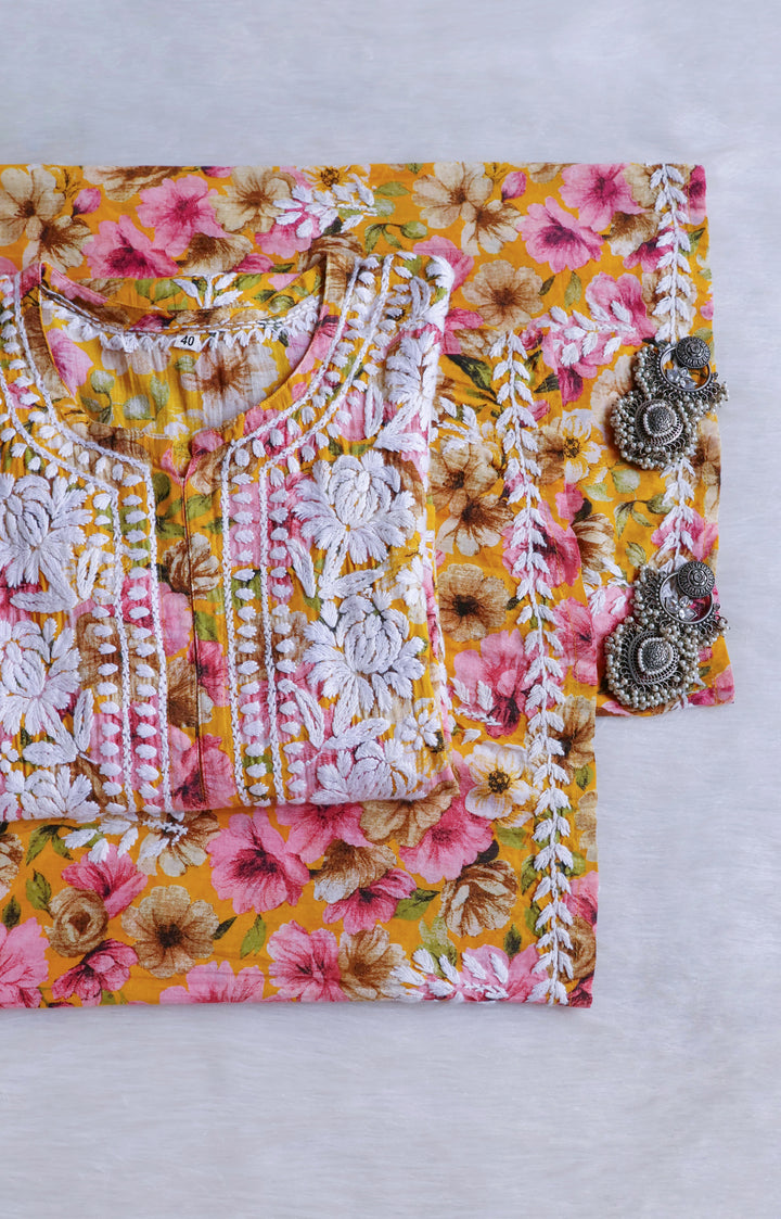 Aleha Pink & Yellow Pure Mulmul set
