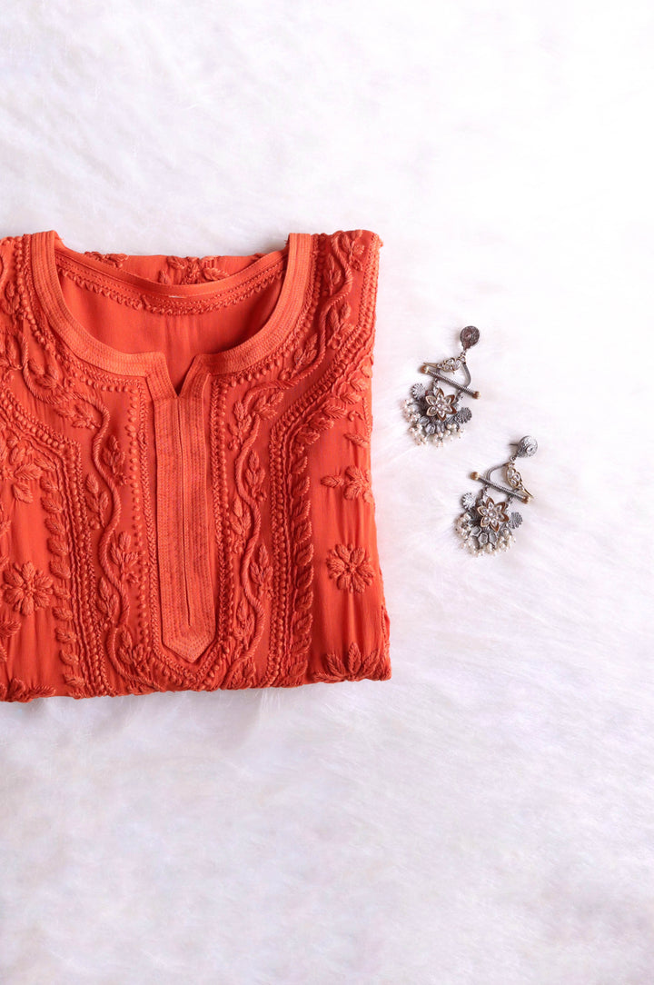 Mehr Rust Viscose Georgette Kurta