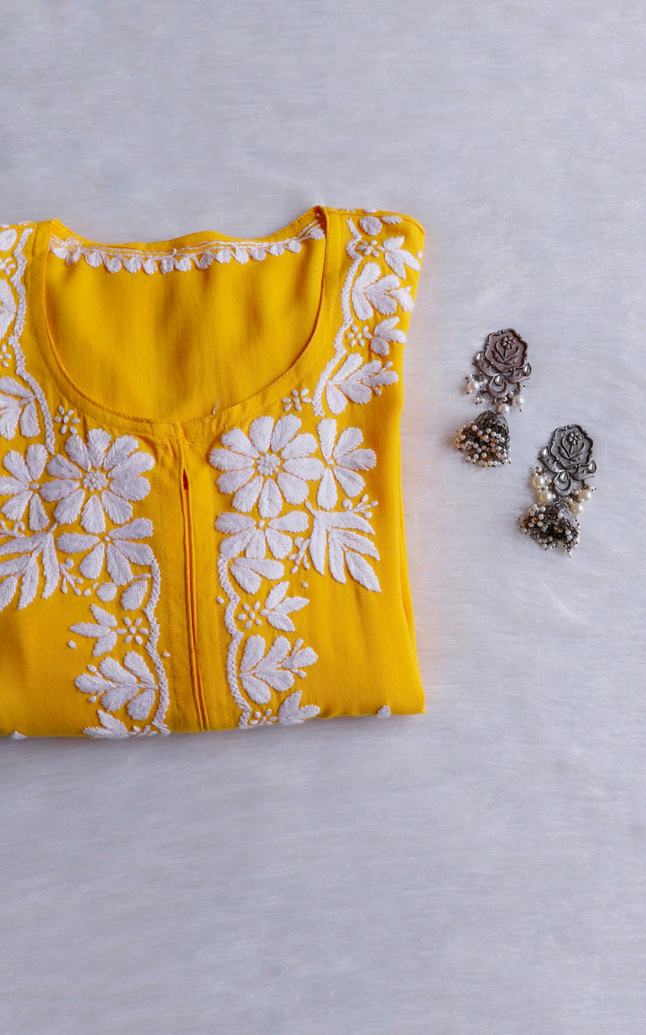 Zainab Yellow Long Rayon kurta