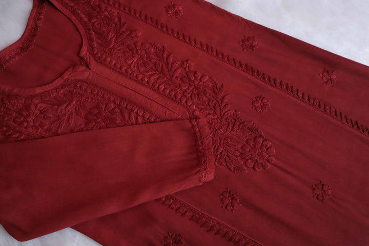 Zainab Rose Brown Ombre Long Rayon Kurta