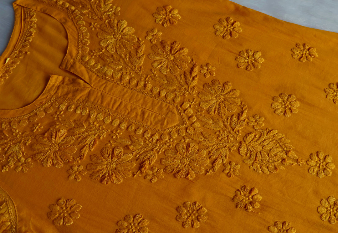 Nazakat Mustard Cotton short kurta